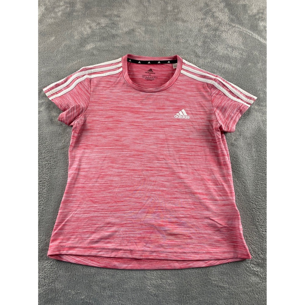 Adidas Girls Aeroready Primegreen Pink Space Dye Short Sleeve T-Shirt Size S